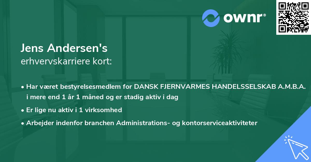 Jens Andersen's erhvervskarriere kort