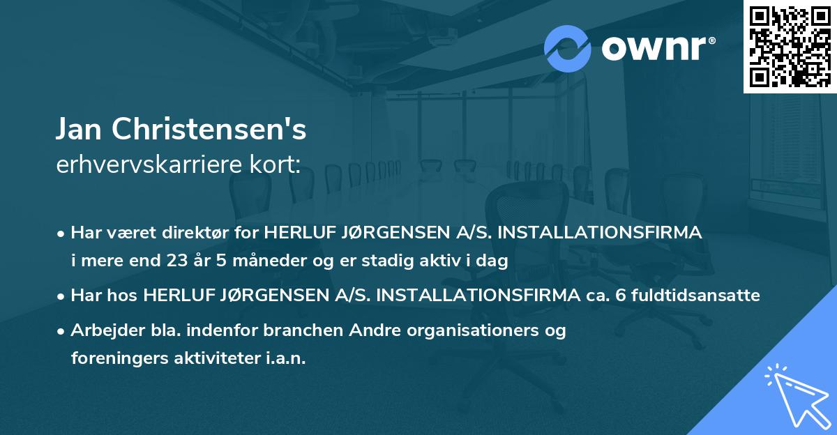 Jan Christensen's erhvervskarriere kort