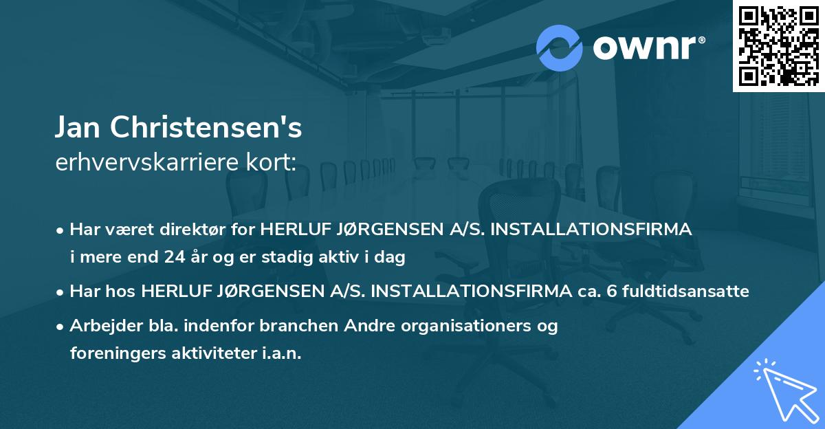 Jan Christensen's erhvervskarriere kort