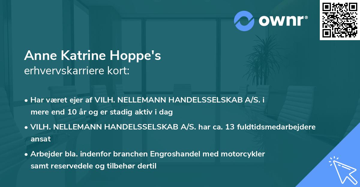 Anne Katrine Hoppe's erhvervskarriere kort
