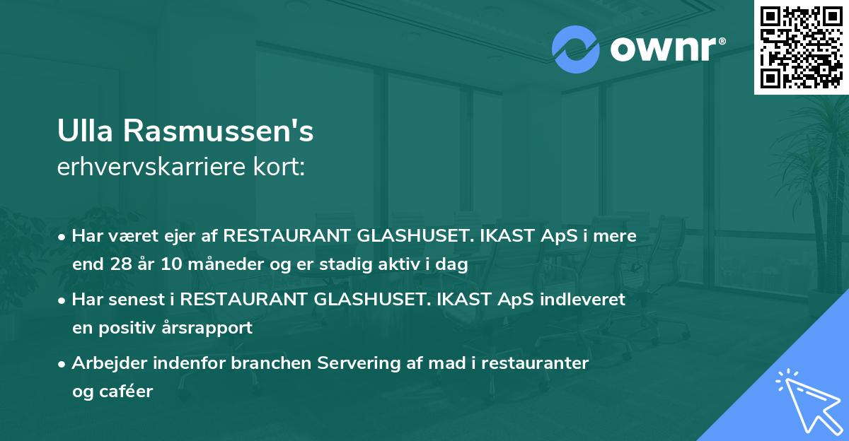 Ulla Rasmussen's erhvervskarriere kort