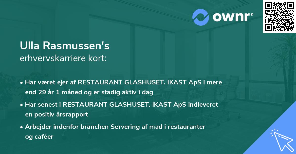 Ulla Rasmussen's erhvervskarriere kort
