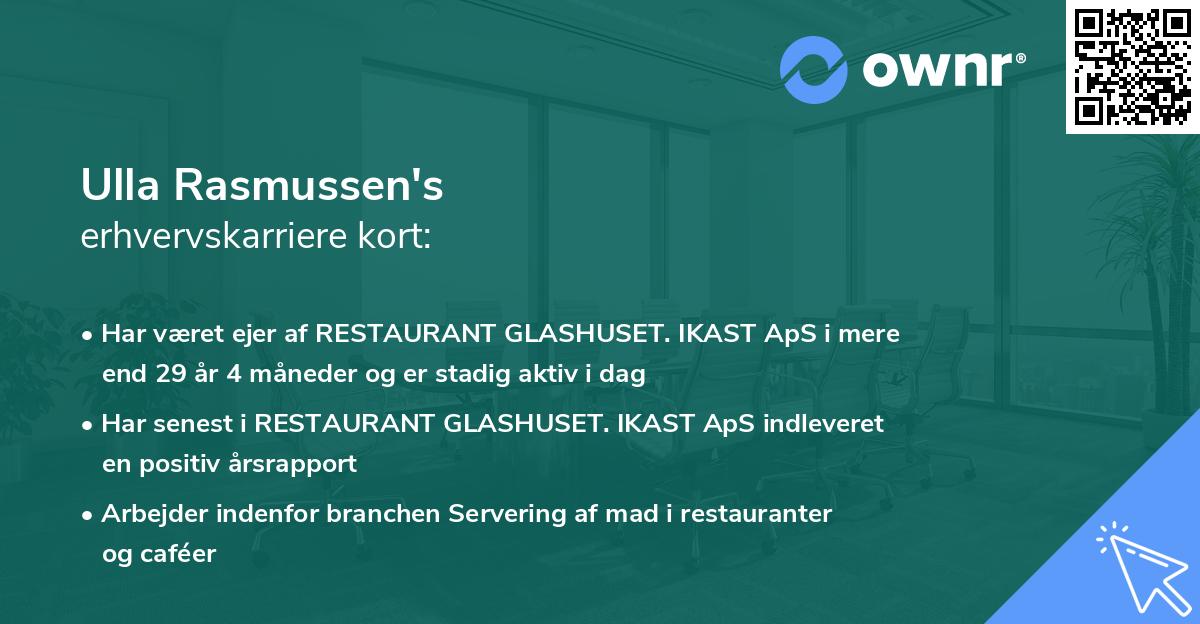Ulla Rasmussen's erhvervskarriere kort