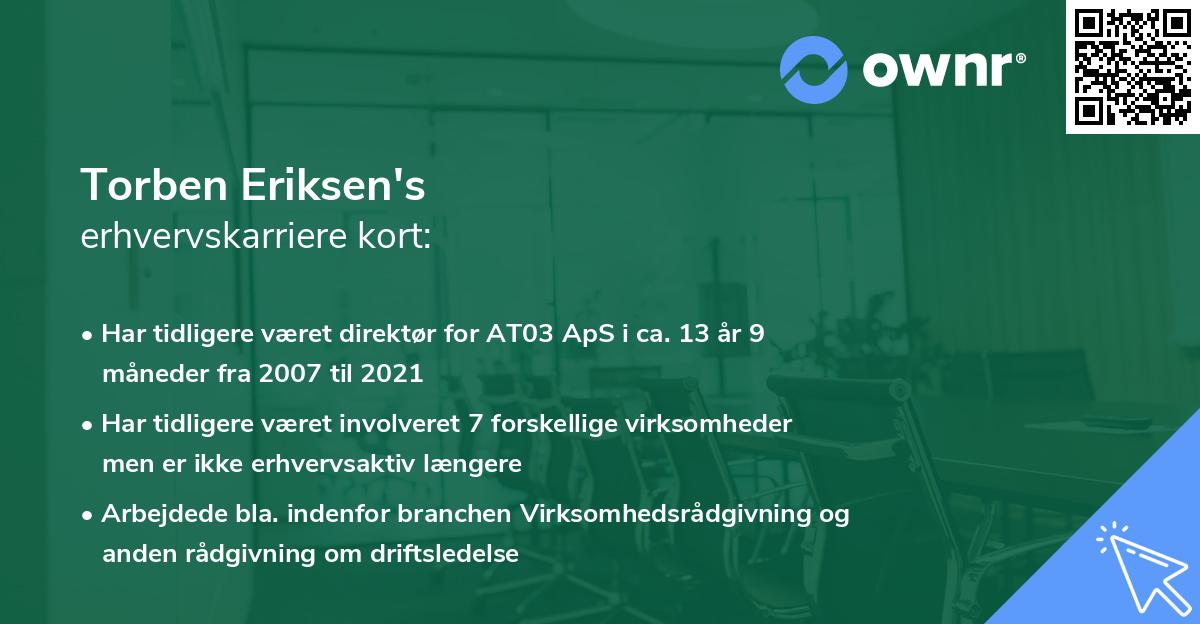 Torben Eriksen's erhvervskarriere kort