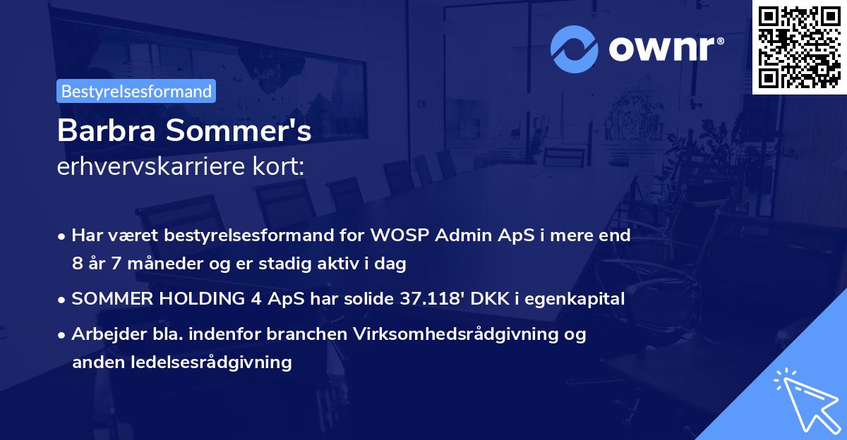 Barbra Sommer's erhvervskarriere kort