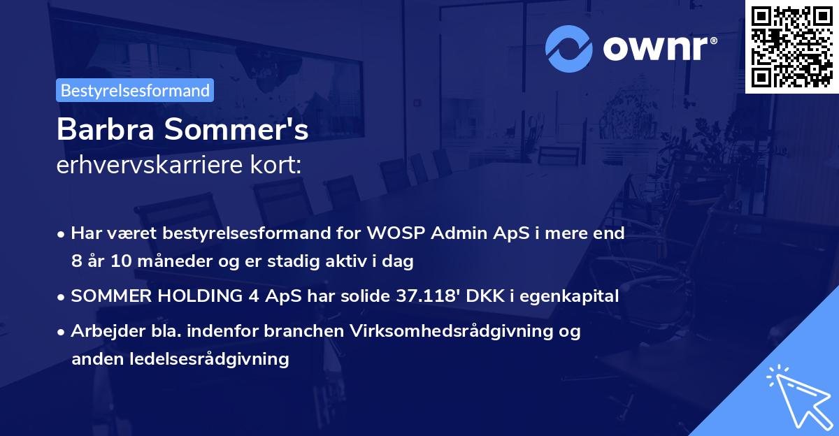 Barbra Sommer's erhvervskarriere kort