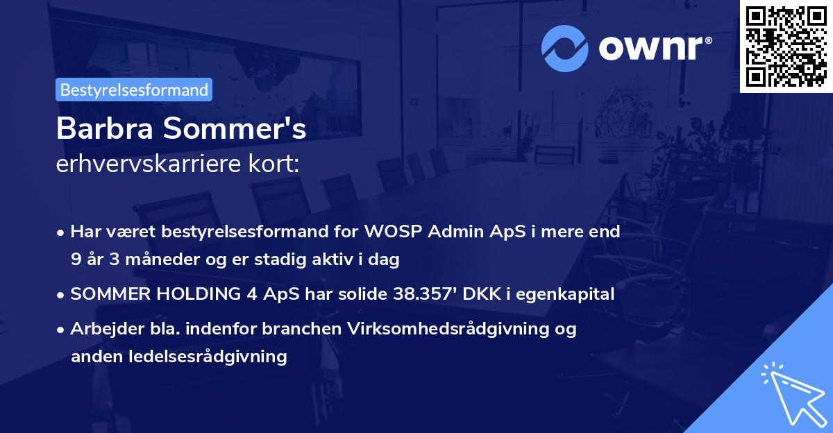 Barbra Sommer's erhvervskarriere kort