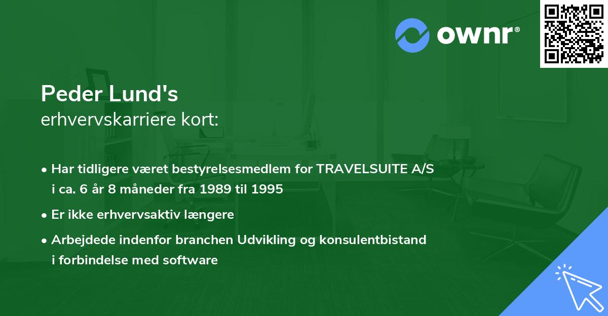 Peder Lund's erhvervskarriere kort