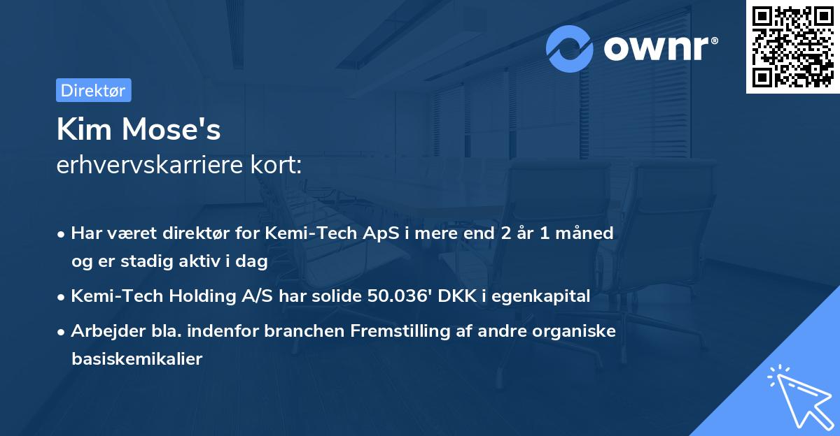 Kim Mose's erhvervskarriere kort