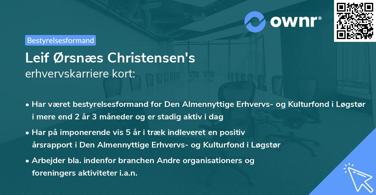 Leif Ørsnæs Christensen's erhvervskarriere kort