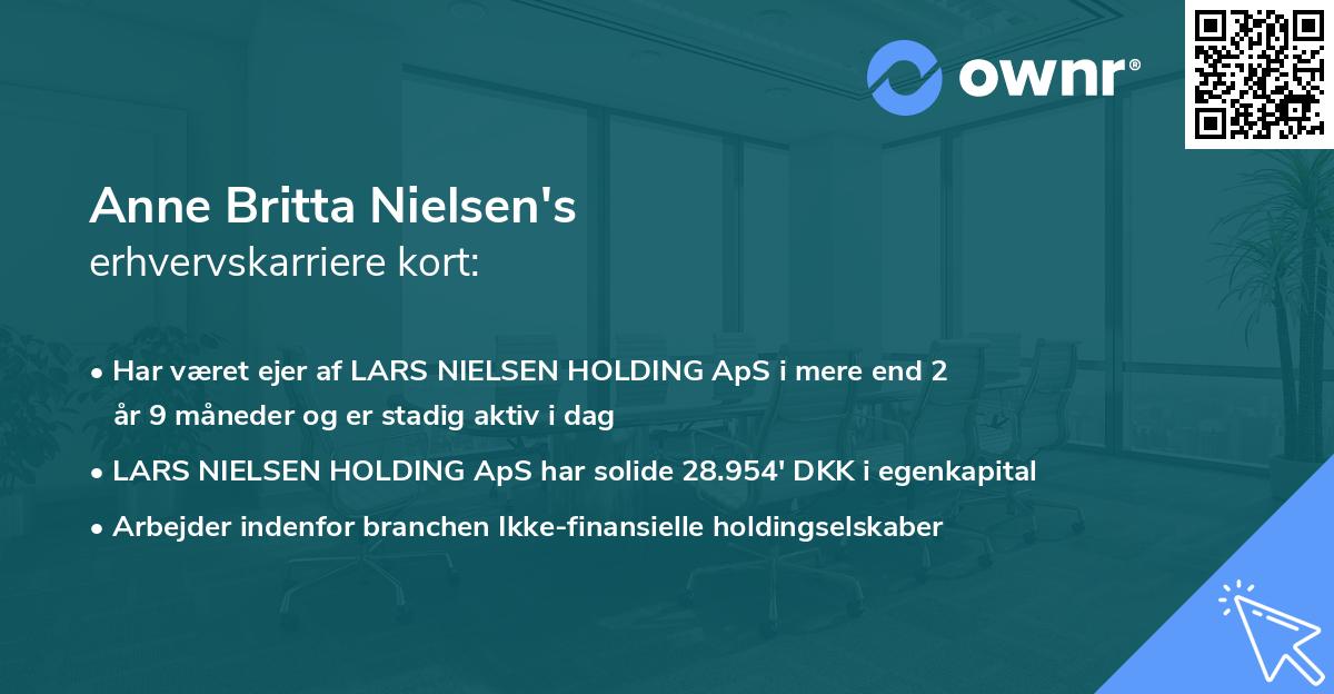 Anne Britta Nielsen's erhvervskarriere kort