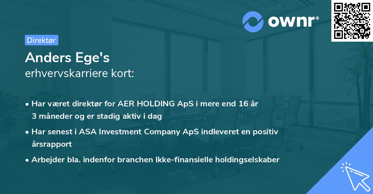Anders Ege's erhvervskarriere kort