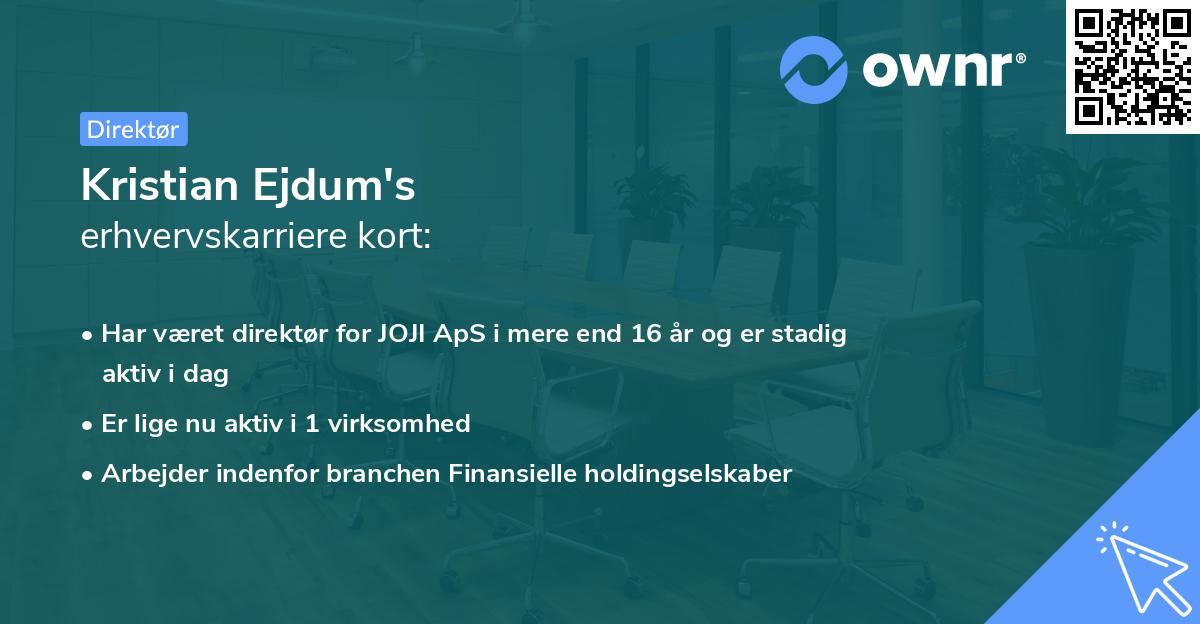 Kristian Ejdum's erhvervskarriere kort