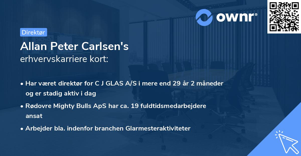 Allan Peter Carlsen's erhvervskarriere kort