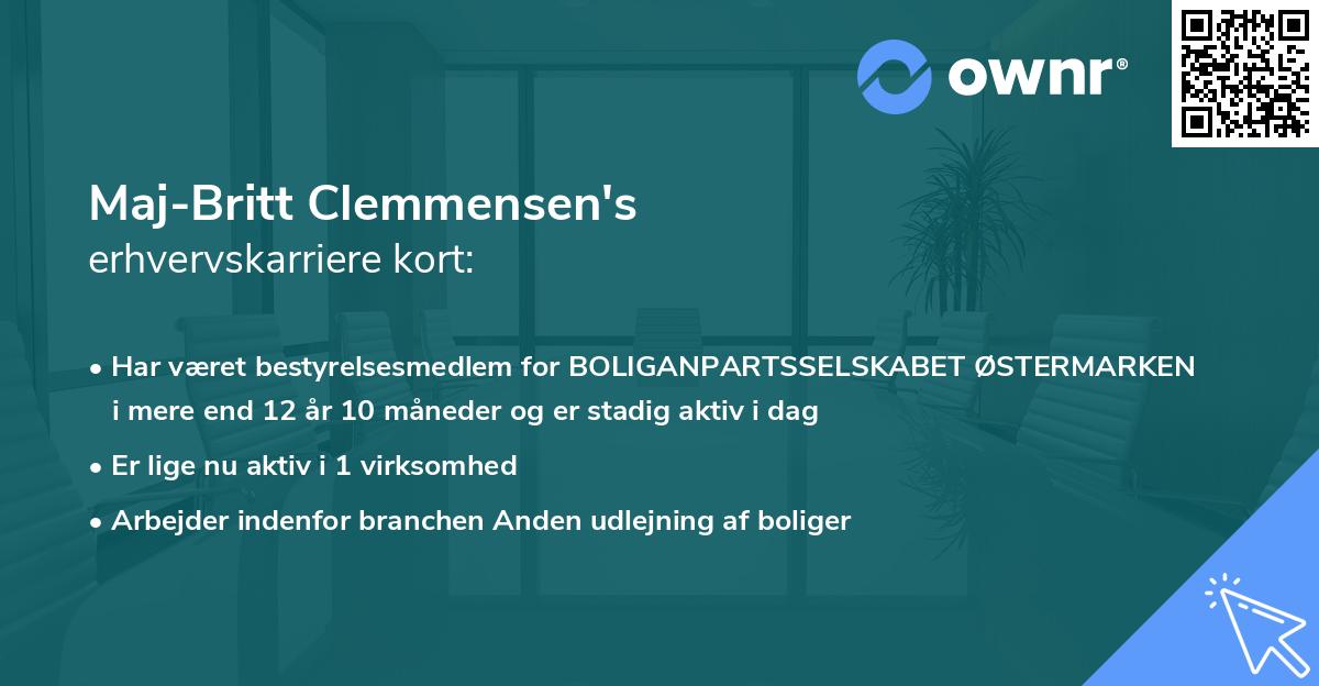 Maj-Britt Clemmensen's erhvervskarriere kort