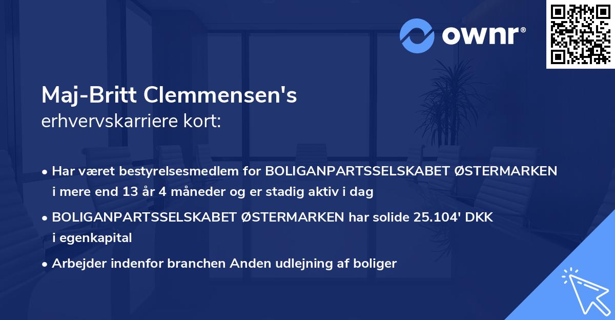 Maj-Britt Clemmensen's erhvervskarriere kort