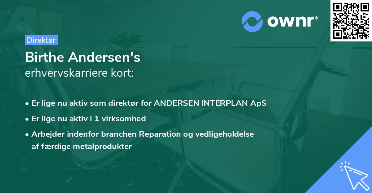 Birthe Andersen's erhvervskarriere kort