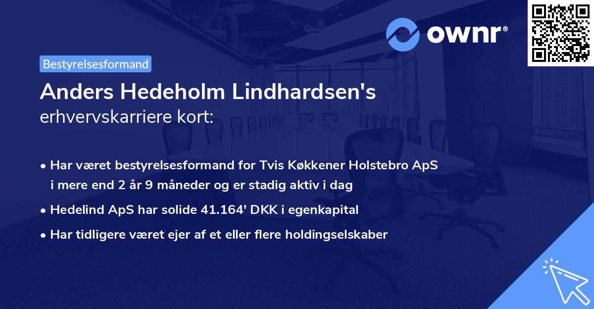 Anders Hedeholm Lindhardsen's erhvervskarriere kort