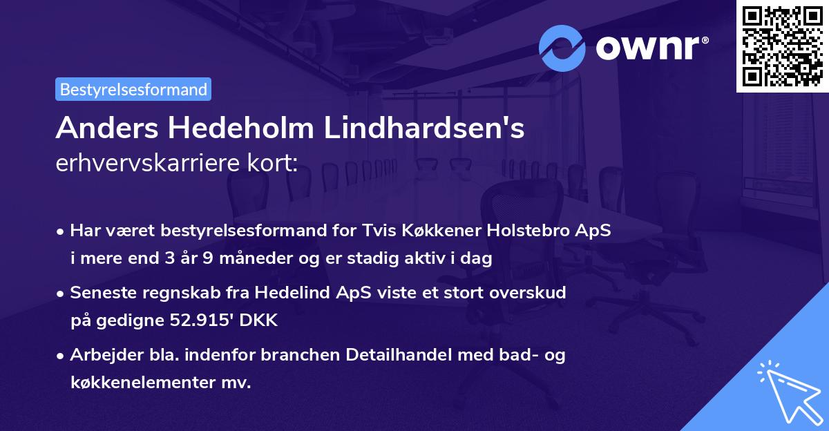 Anders Hedeholm Lindhardsen's erhvervskarriere kort