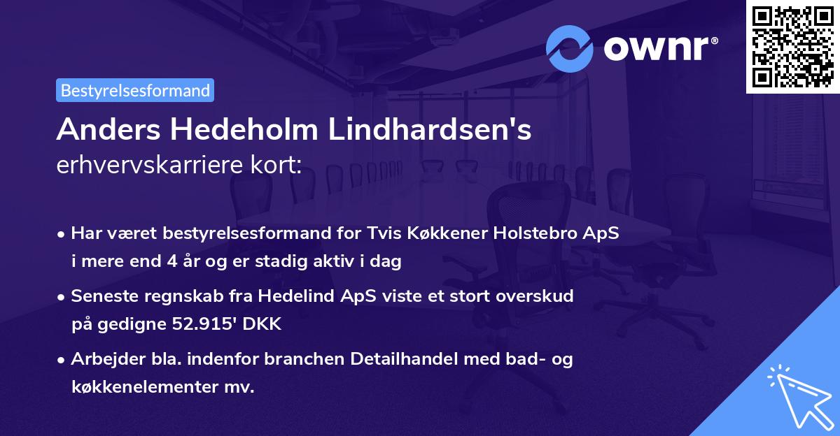 Anders Hedeholm Lindhardsen's erhvervskarriere kort