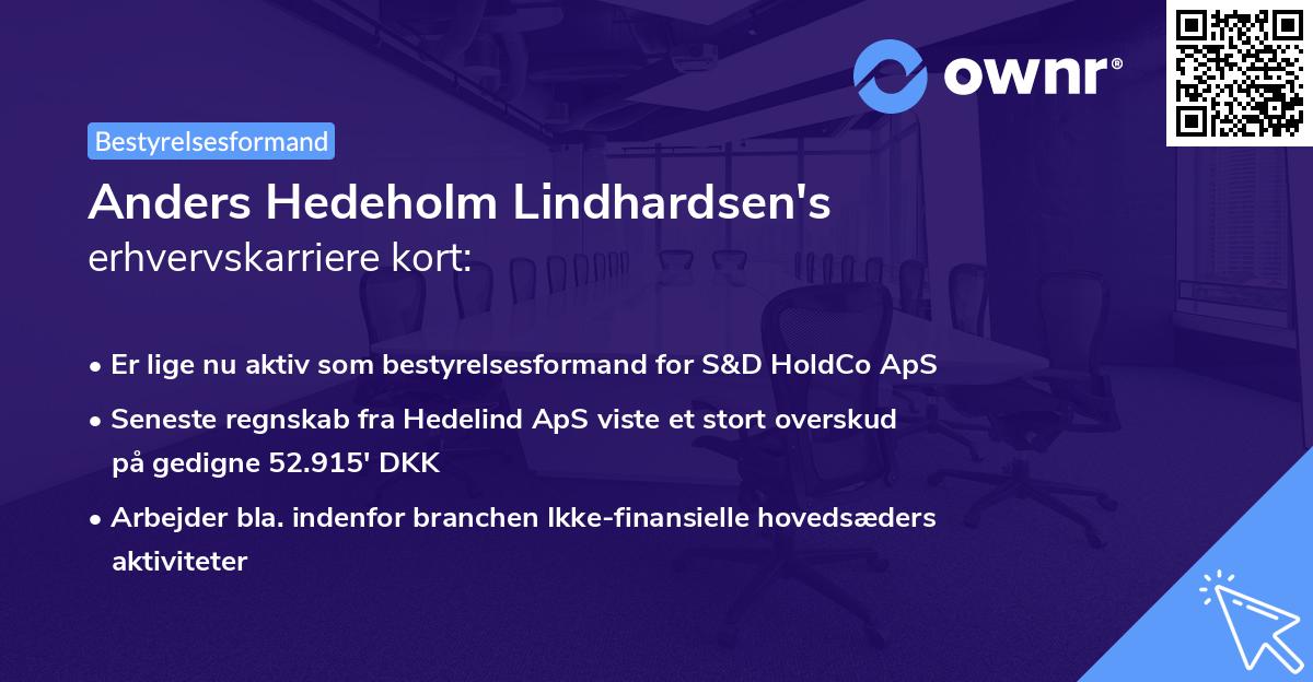 Anders Hedeholm Lindhardsen's erhvervskarriere kort