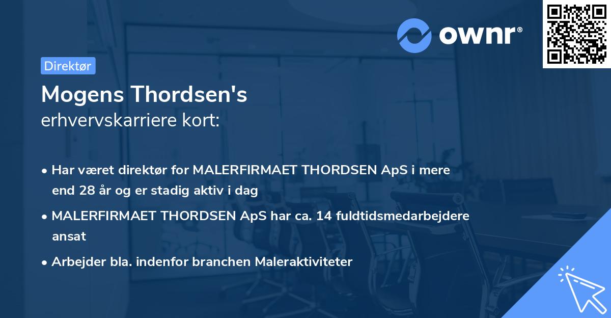 Mogens Thordsen's erhvervskarriere kort