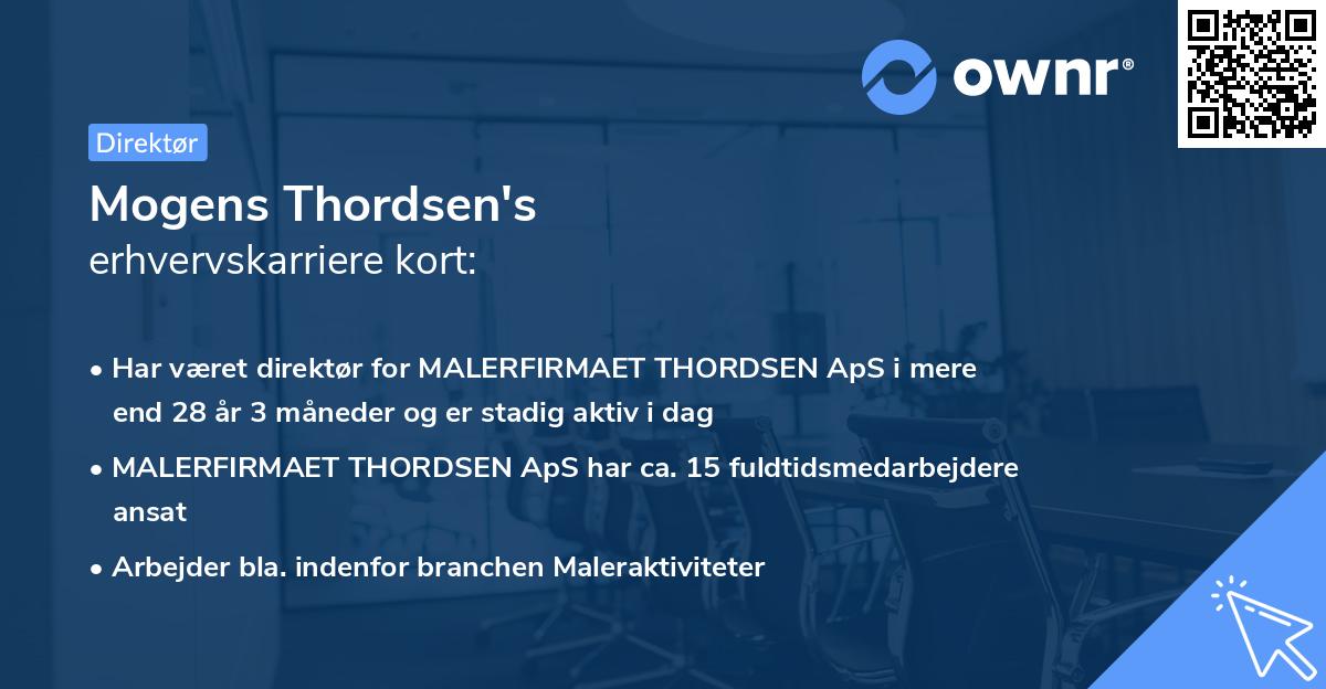 Mogens Thordsen's erhvervskarriere kort