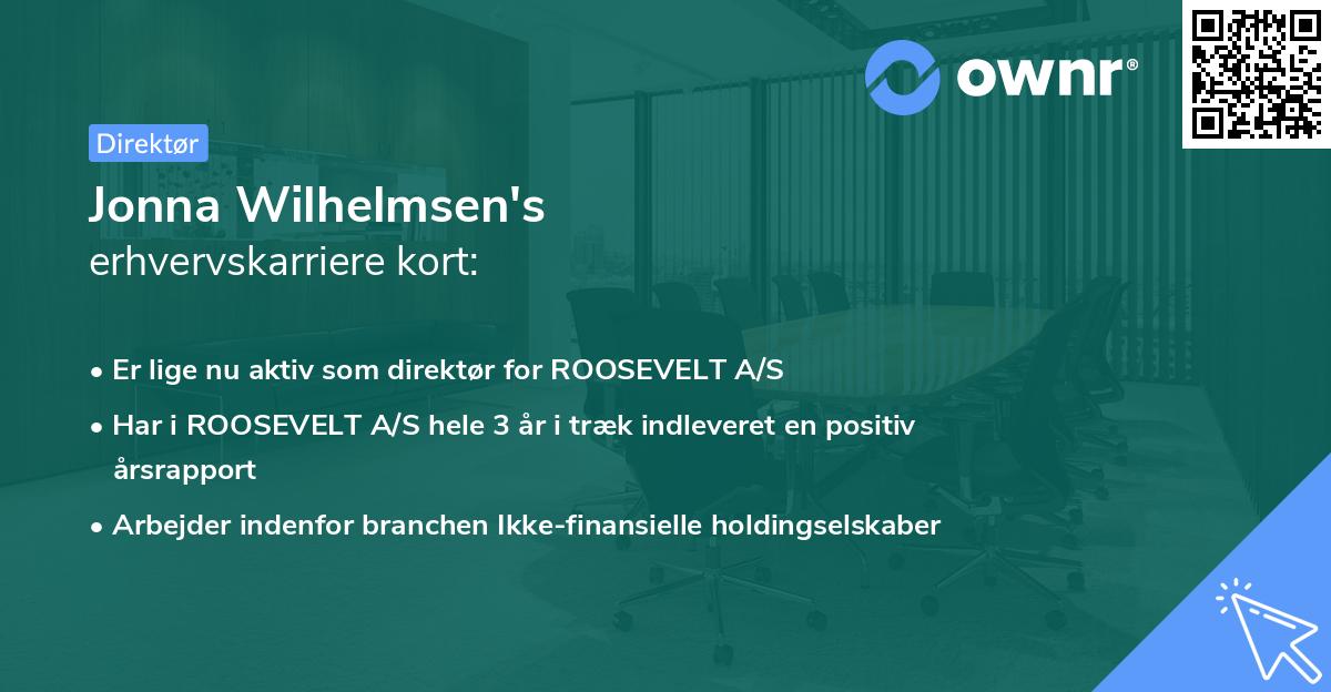Jonna Wilhelmsen's erhvervskarriere kort