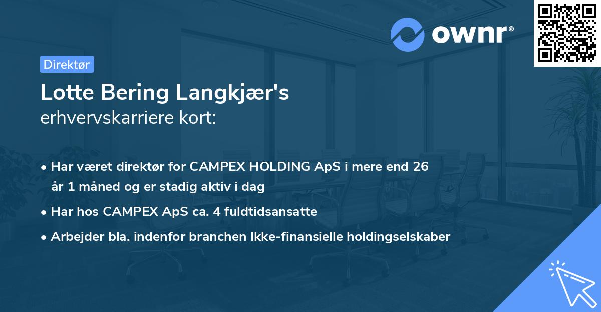 Lotte Bering Langkjær's erhvervskarriere kort