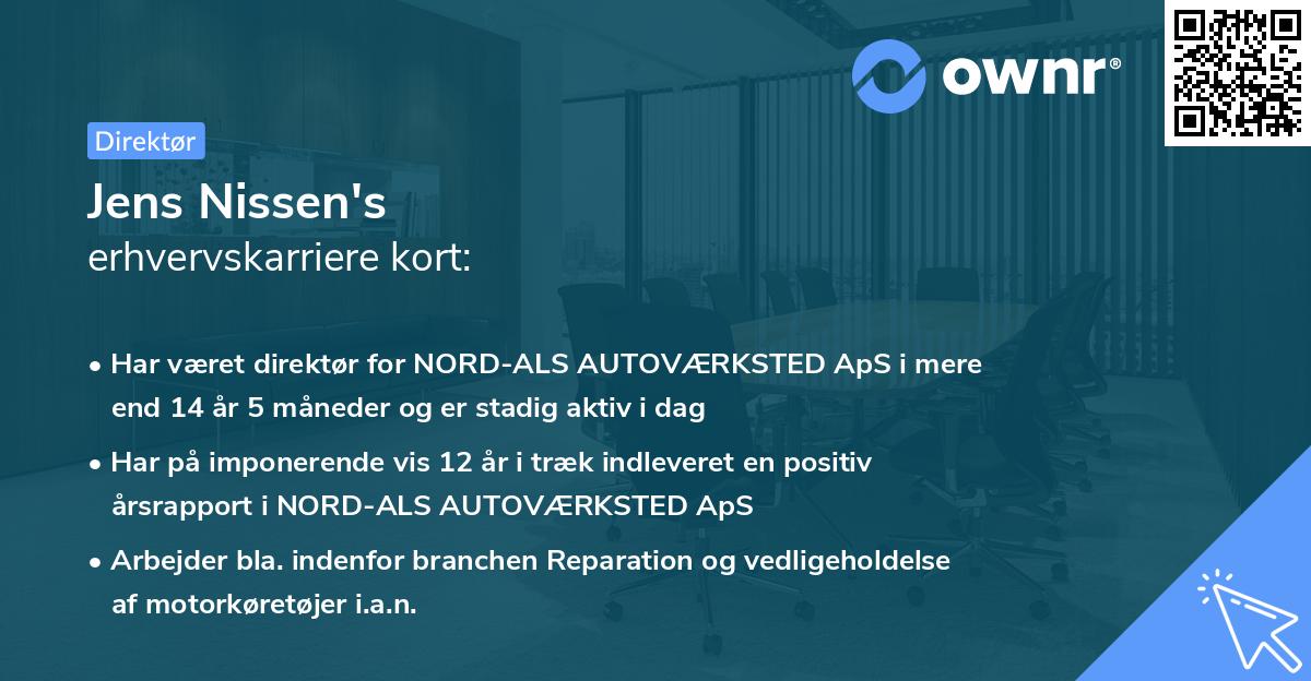 Jens Nissen's erhvervskarriere kort