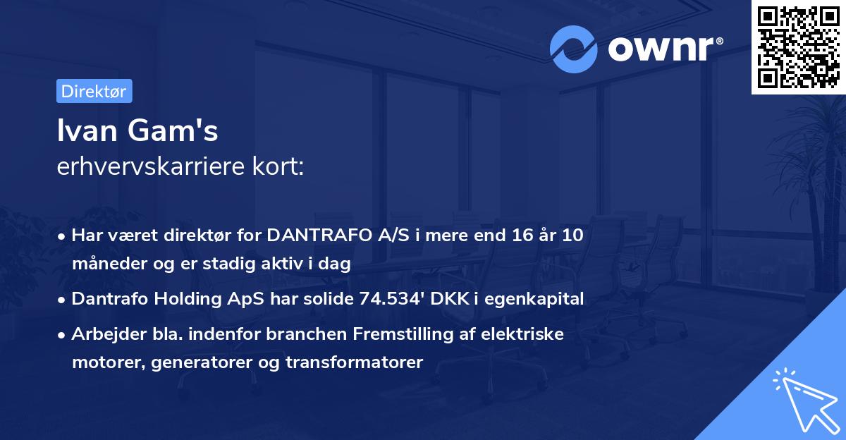 Ivan Gam's erhvervskarriere kort