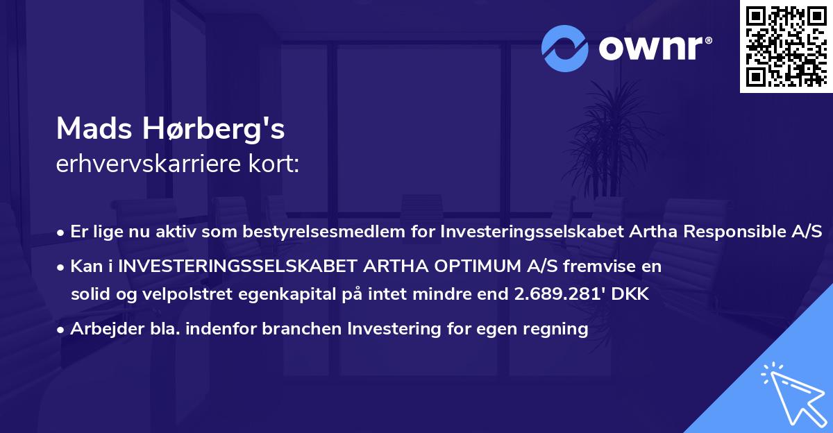 Mads Hørberg's erhvervskarriere kort