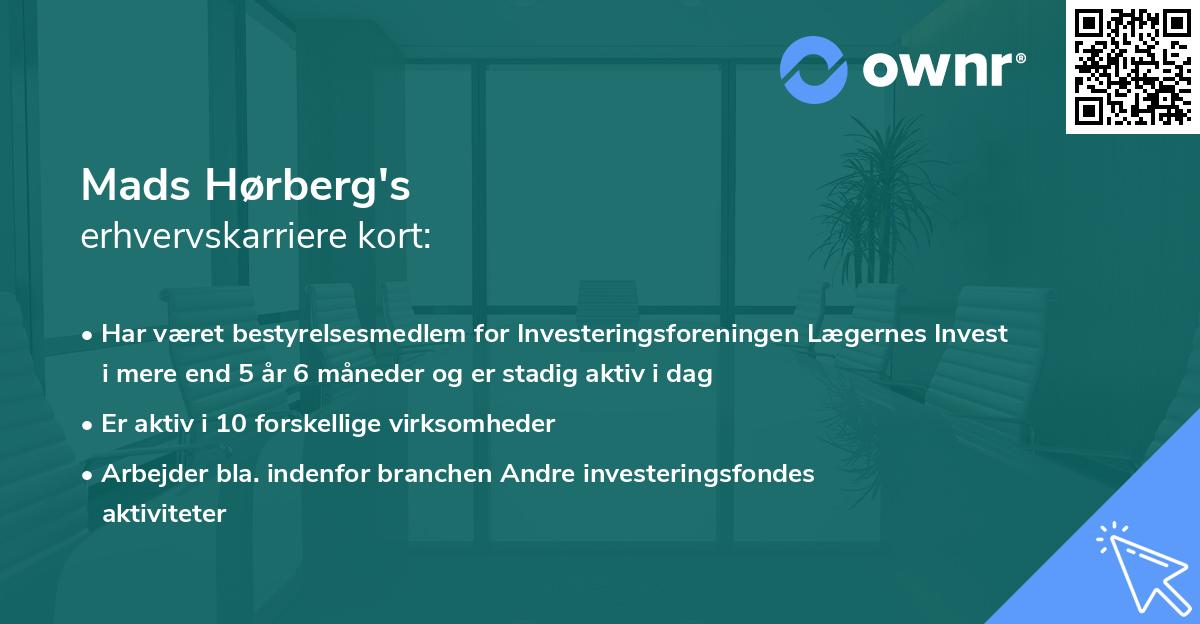Mads Hørberg's erhvervskarriere kort