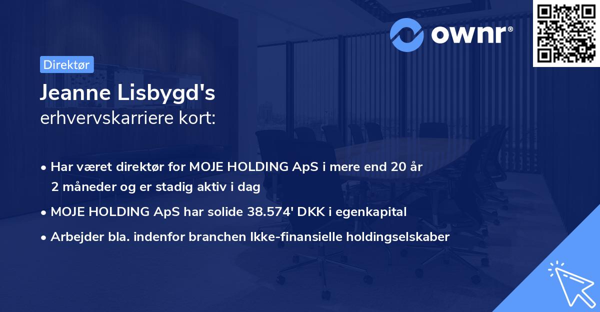 Jeanne Lisbygd's erhvervskarriere kort