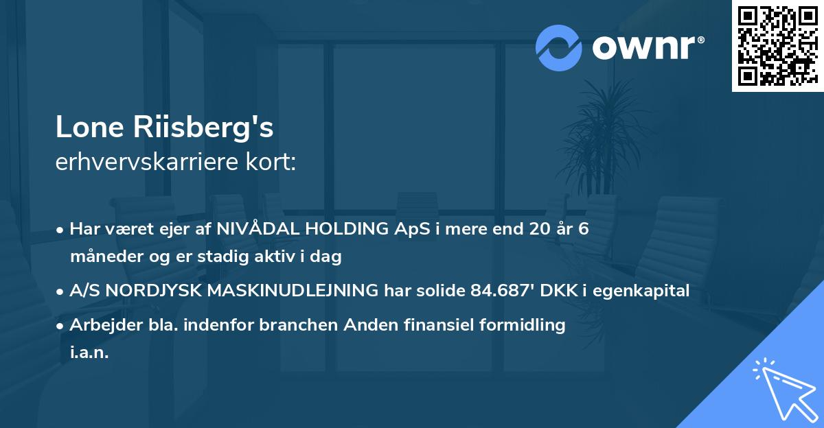 Lone Riisberg's erhvervskarriere kort