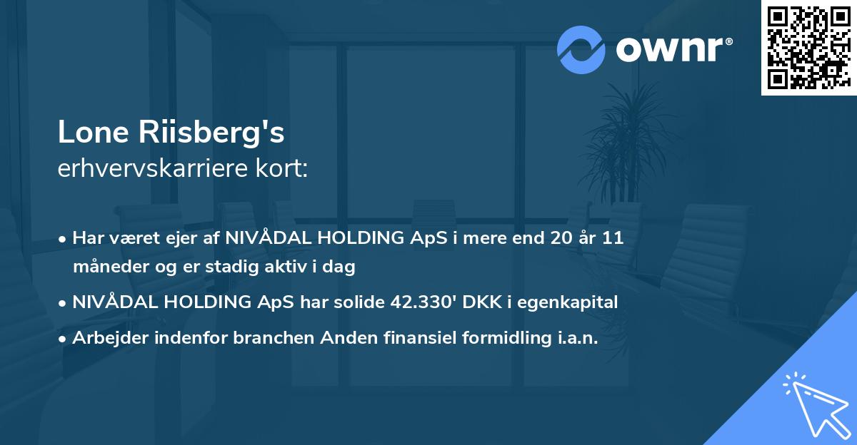 Lone Riisberg's erhvervskarriere kort