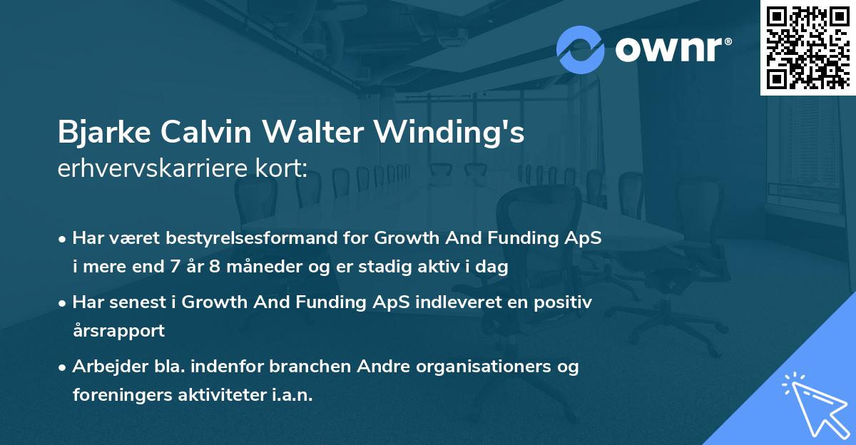 Bjarke Calvin Walter Winding's erhvervskarriere kort