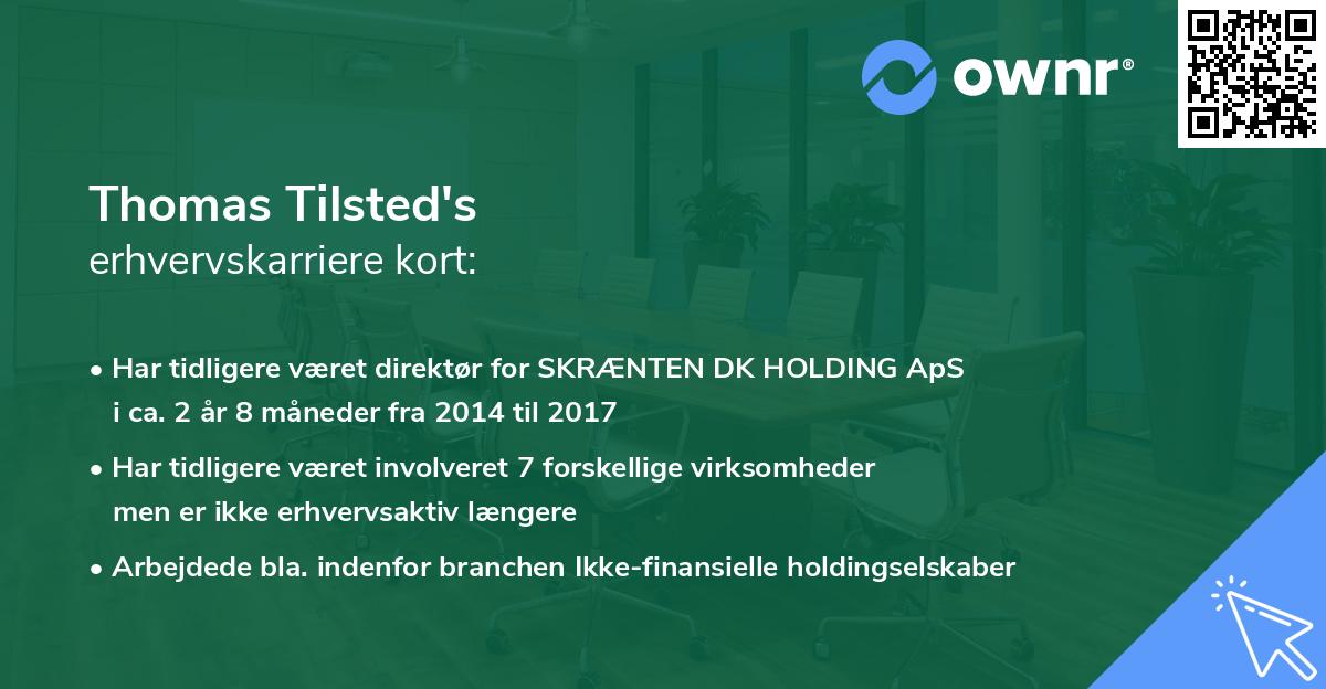 Thomas Tilsted's erhvervskarriere kort