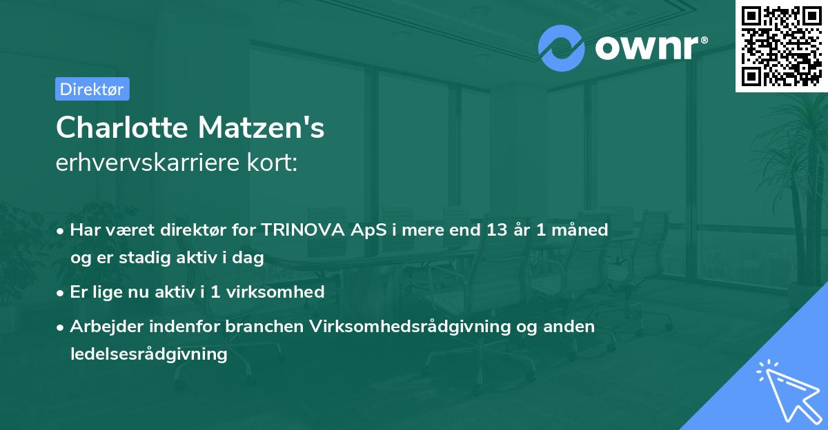 Charlotte Matzen's erhvervskarriere kort