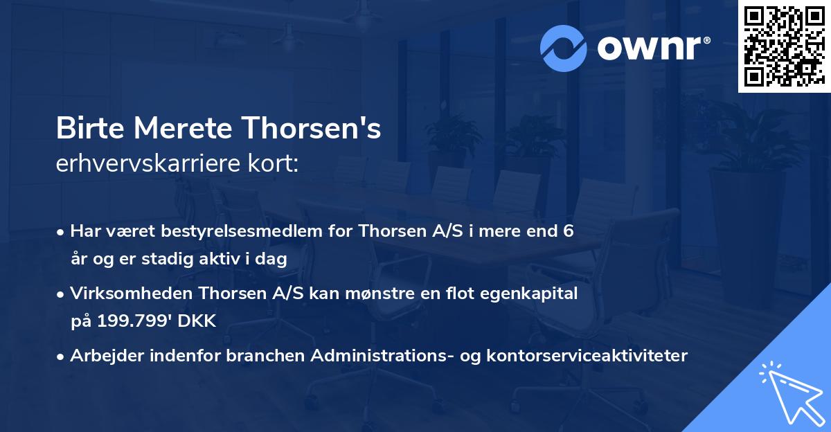 Birte Merete Thorsen's erhvervskarriere kort