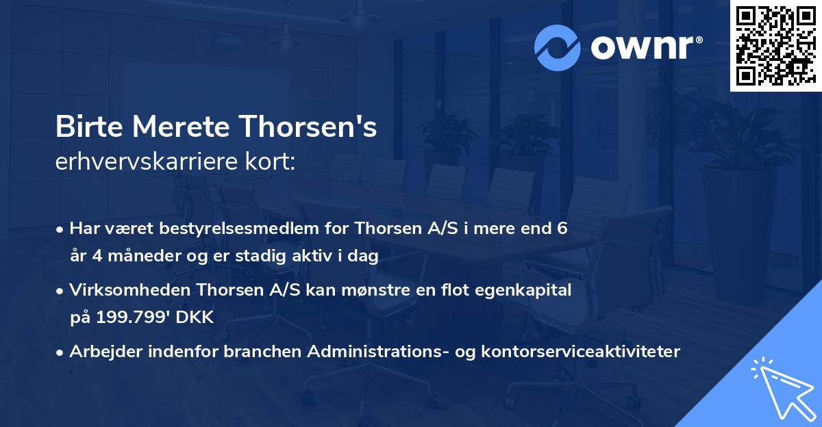 Birte Merete Thorsen's erhvervskarriere kort