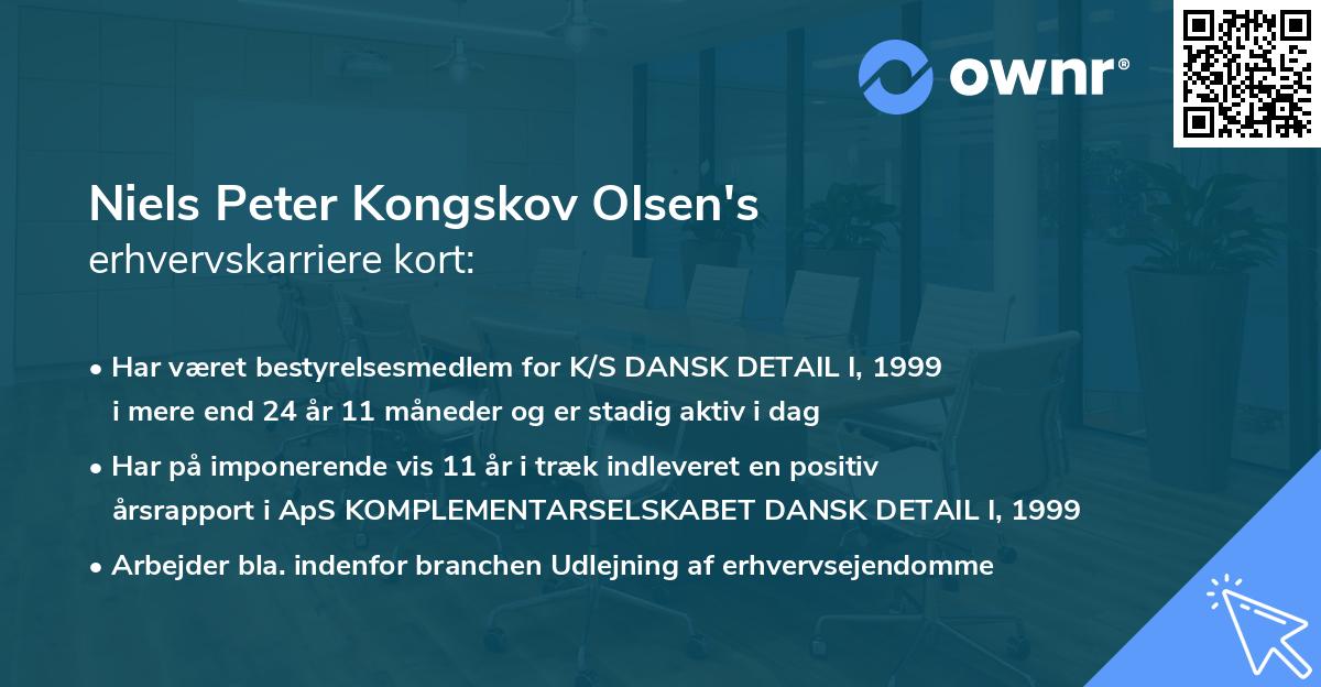 Niels Peter Kongskov Olsen's erhvervskarriere kort