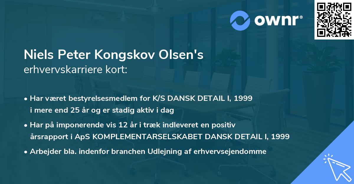 Niels Peter Kongskov Olsen's erhvervskarriere kort