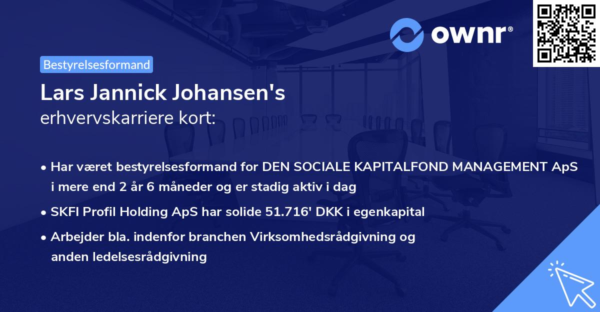 Lars Jannick Johansen's erhvervskarriere kort