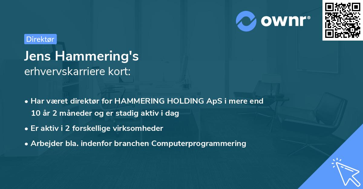 Jens Hammering's erhvervskarriere kort