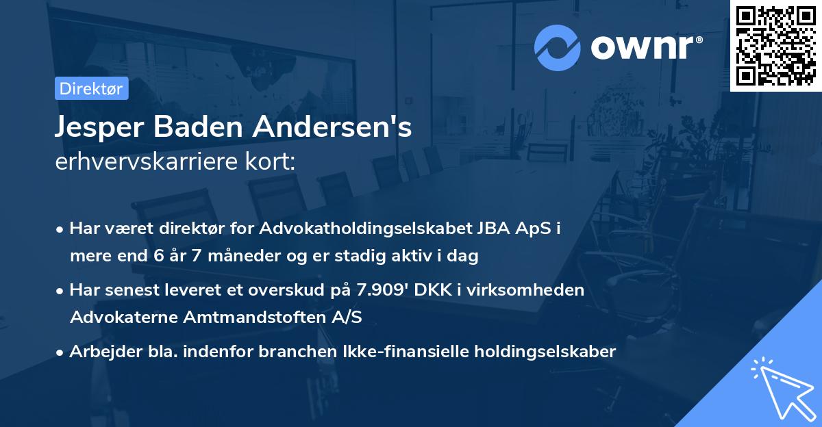 Jesper Baden Andersen's erhvervskarriere kort