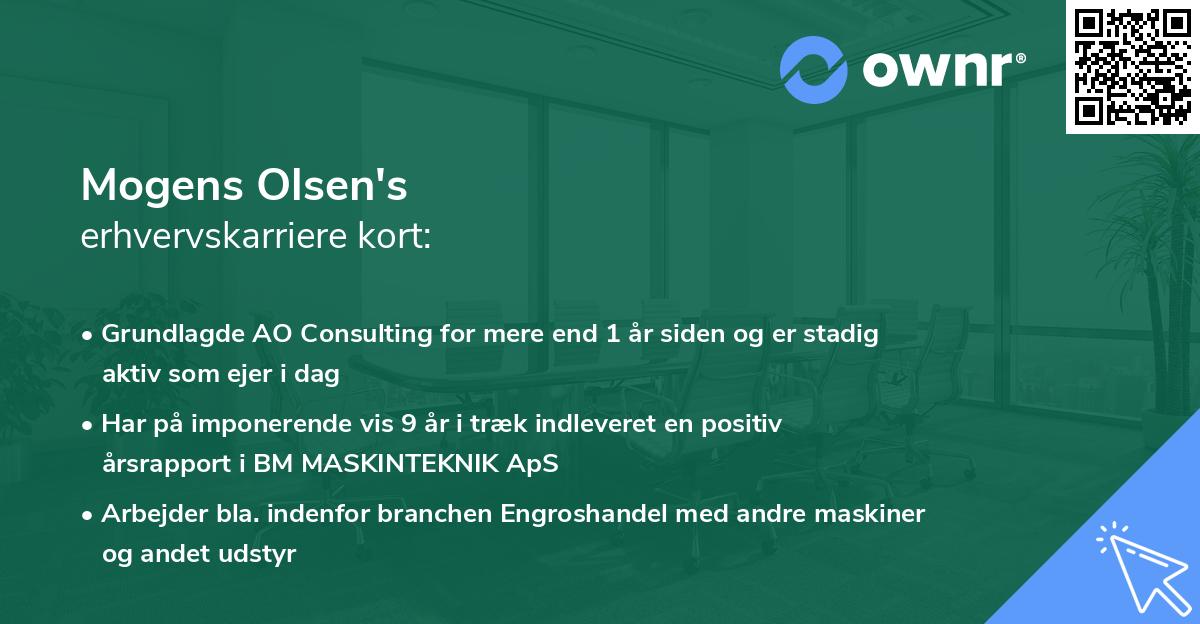 Mogens Olsen's erhvervskarriere kort