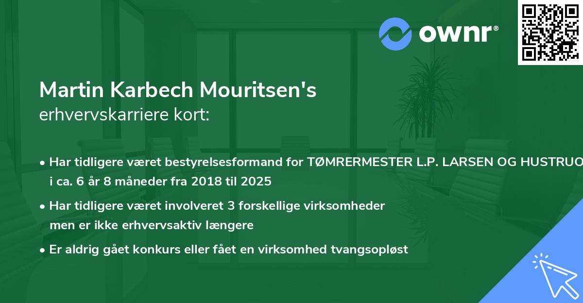 Martin Karbech Mouritsen's erhvervskarriere kort