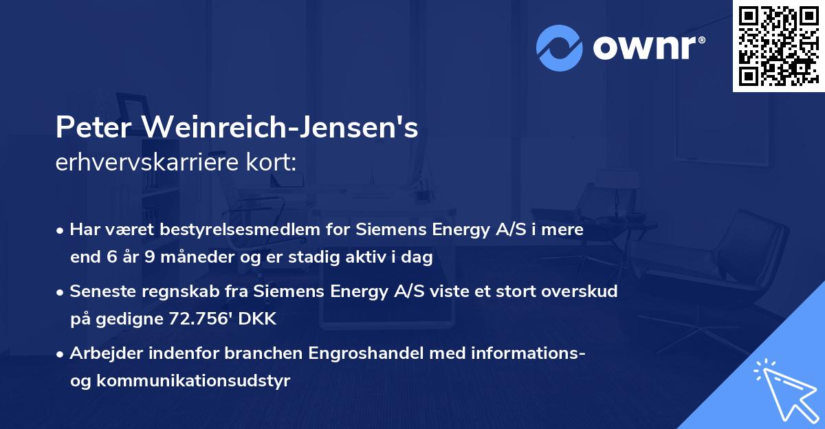 Peter Weinreich-Jensen's erhvervskarriere kort