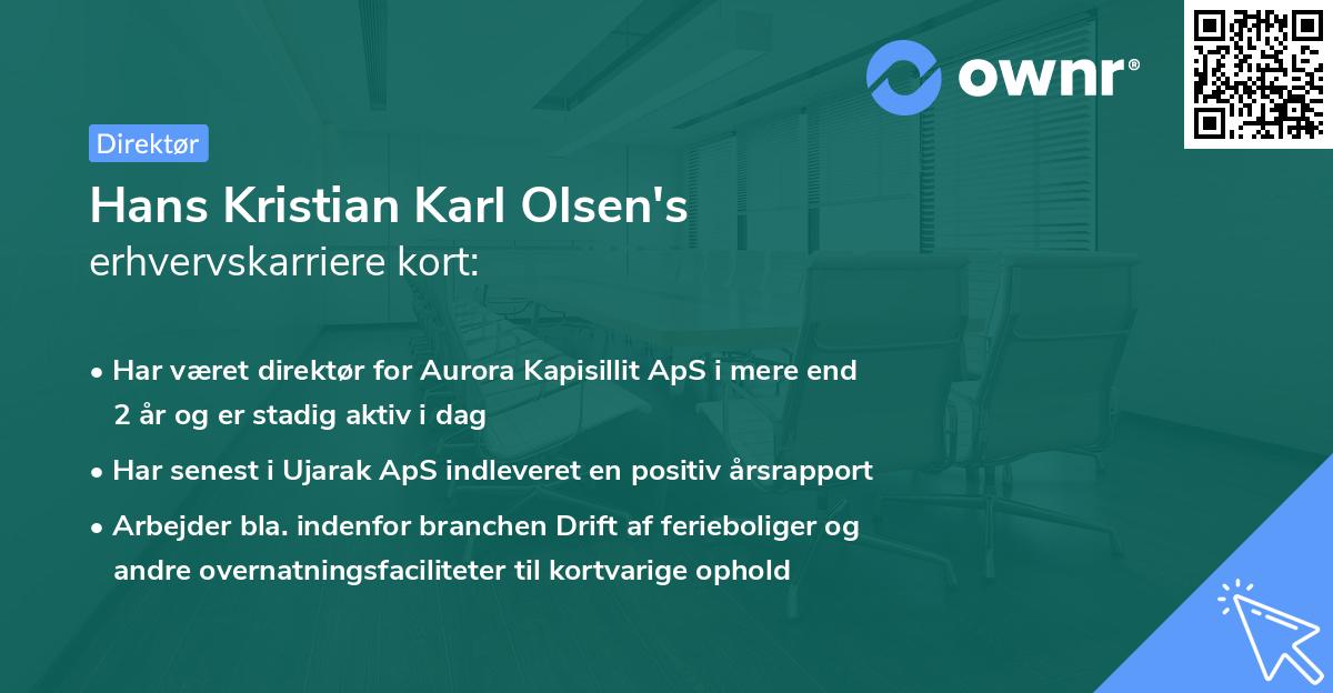 Hans Kristian Karl Olsen's erhvervskarriere kort